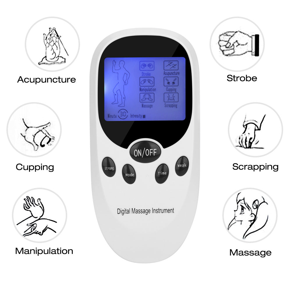 Électrique Acupuncture Numérique Thérapie Tens Massage Du Corps Double Canaux D'impulsion Stimulateur Musculaire Pour Retour Cou Jambe Soulagement de La Douleur